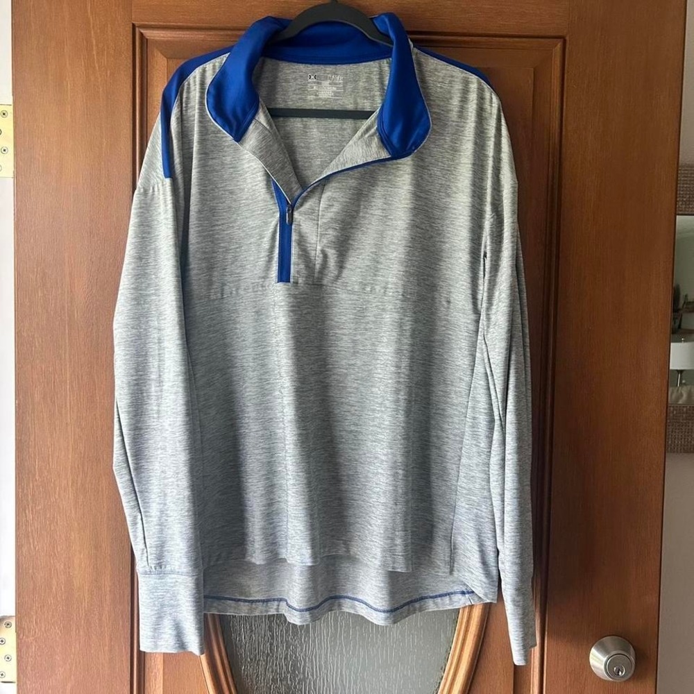 Under armour men's pull over‎ grey/blue 1-4 zip light weight XL